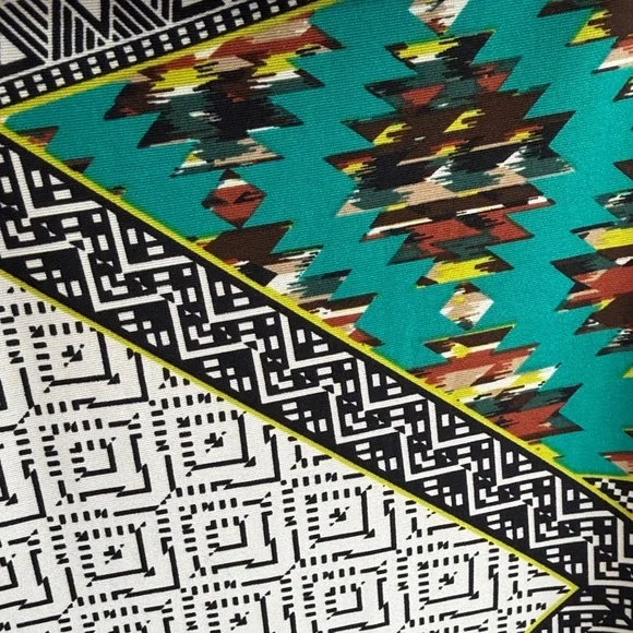 Women’s Teal Geo Print Asymmetrical Skirt - Picture 4 of 5